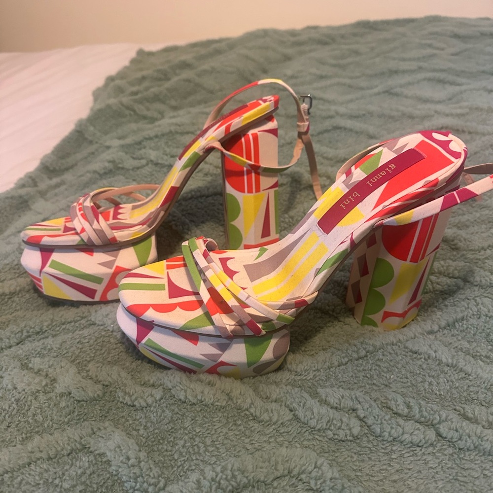 Geometric Patterned, Fun, Chunky Heeled Gianni Bi… - image 3